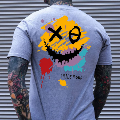 Evil Emoji Graffiti White Print T-Shirt