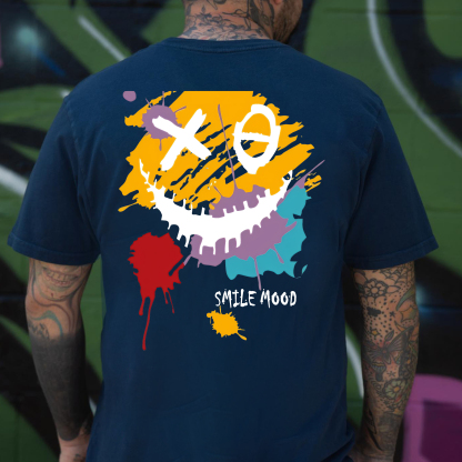 Evil Emoji Graffiti White Print T-Shirt