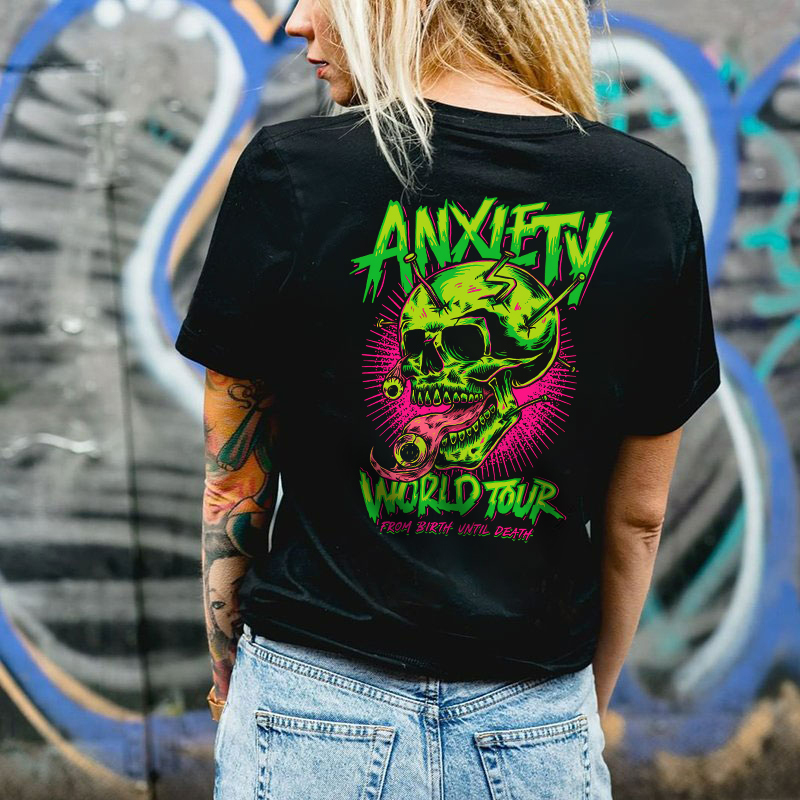 ANXIETY WORLD TOUR Skull Print Women's T-shirt