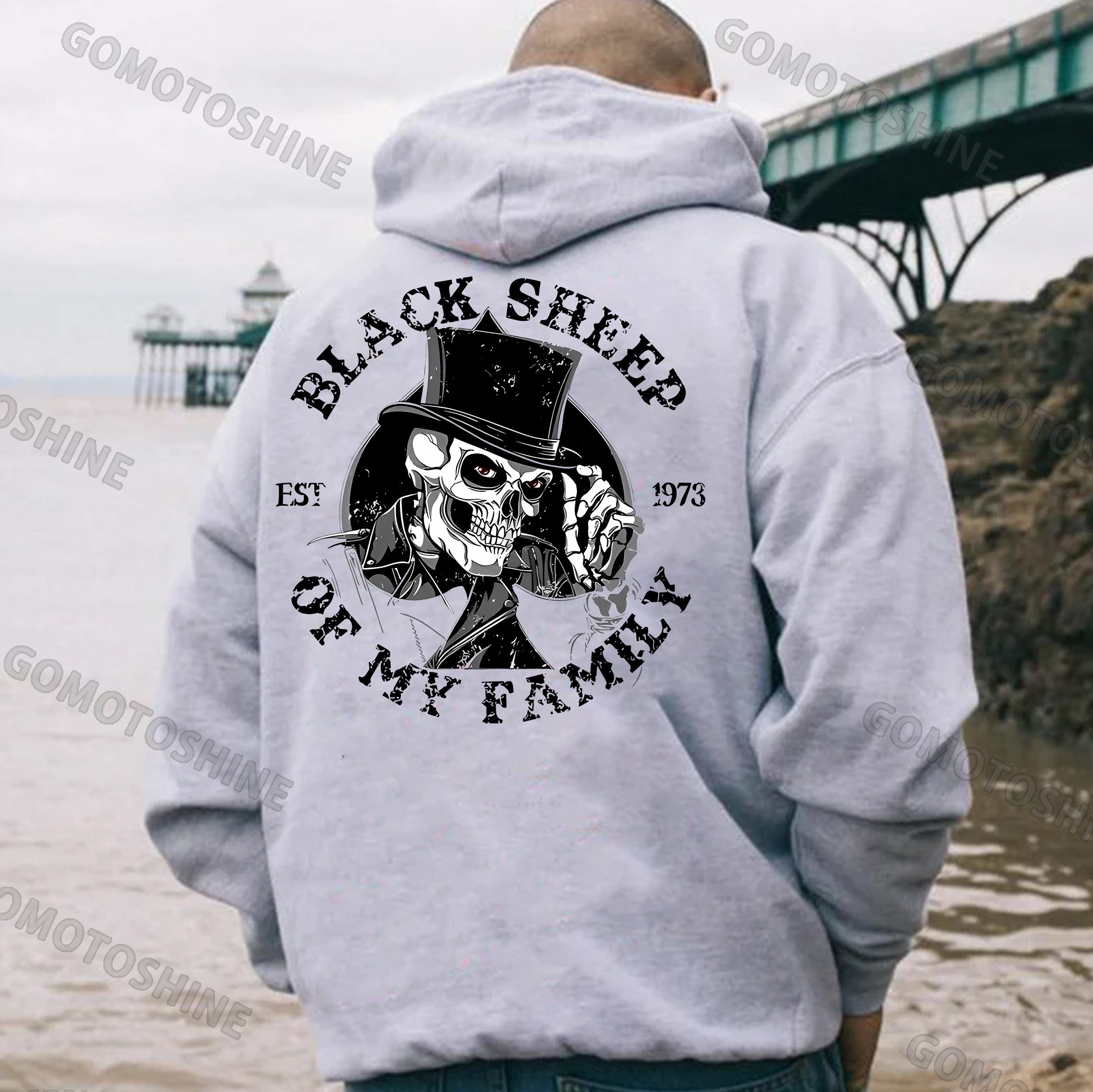 BLACK SHEEP OF MY FAMILY Skeleton Print Men's Hoodie