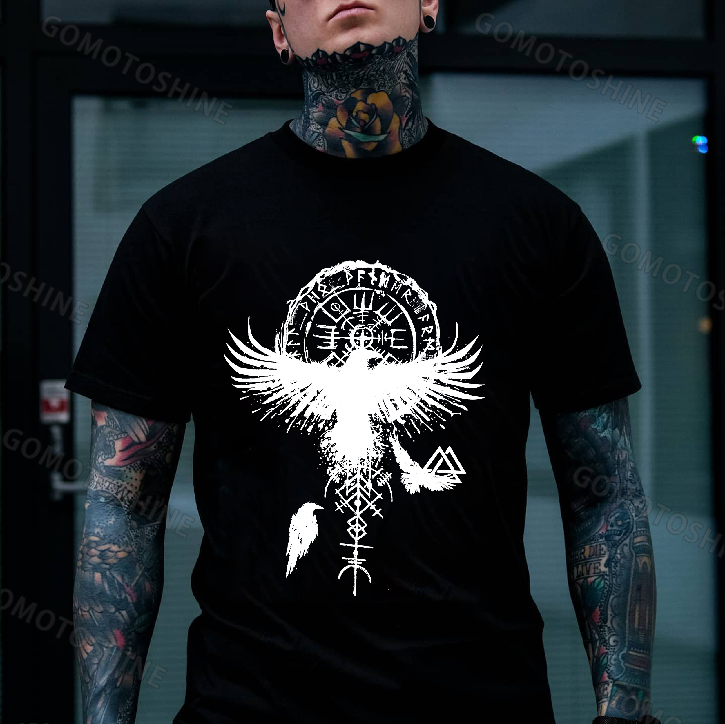 Rune Eagle Print Men's T-shirt