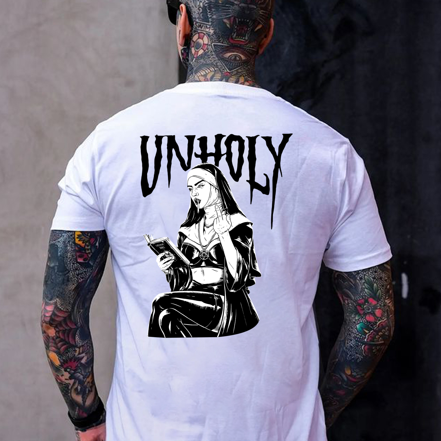 UNHOLY Defiant Nun Print Men's T-shirt