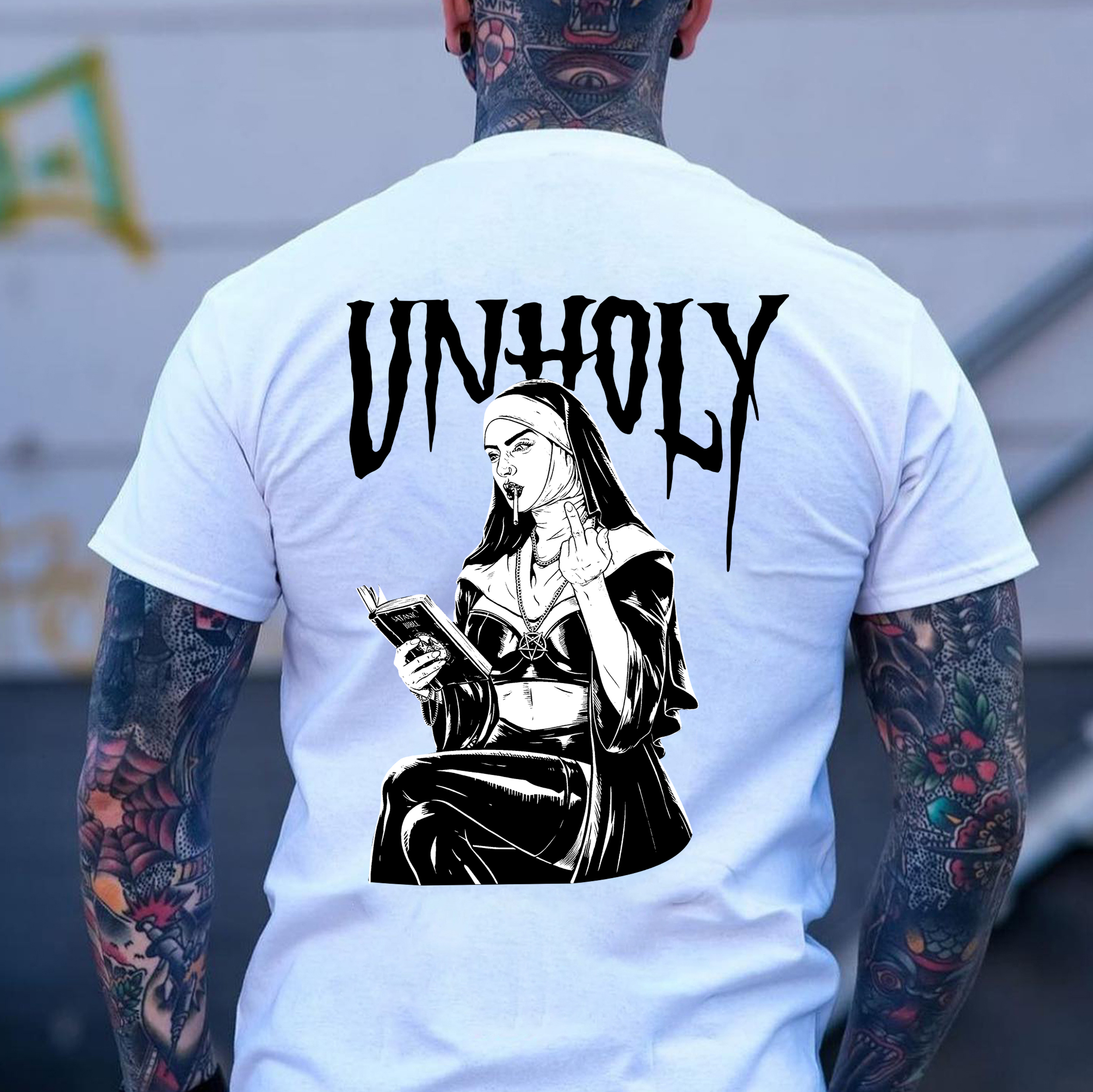 UNHOLY Defiant Nun Print Men's T-shirt