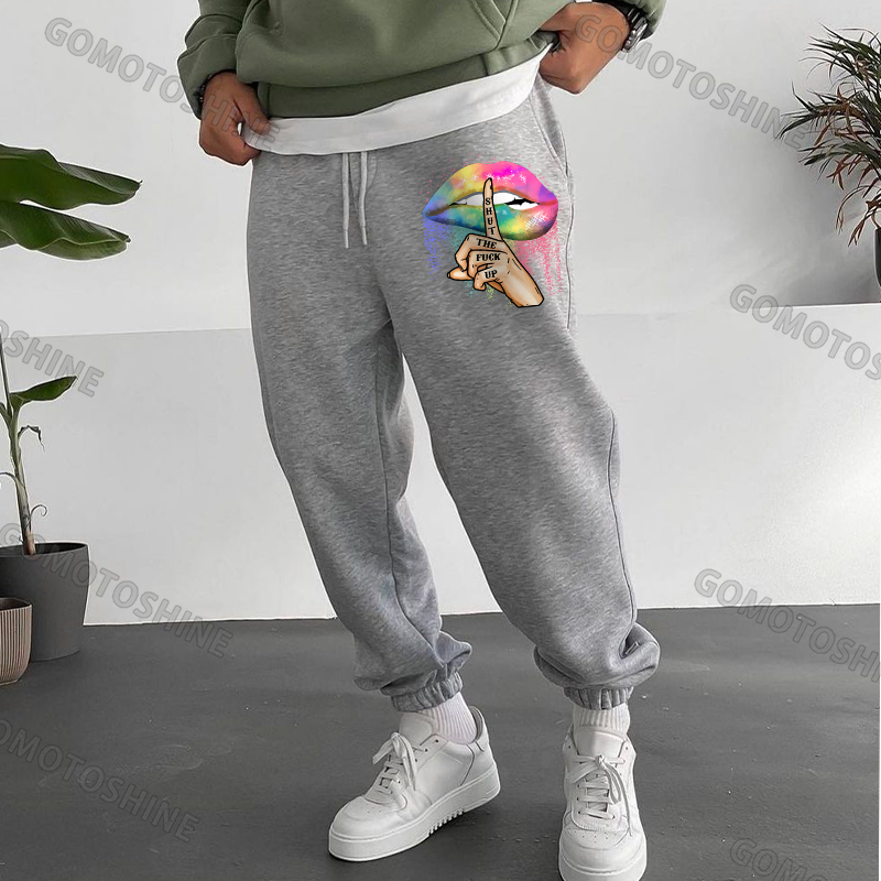 SHUT THE FUCK UP Iridescent Lips Men's Print Sweatpants