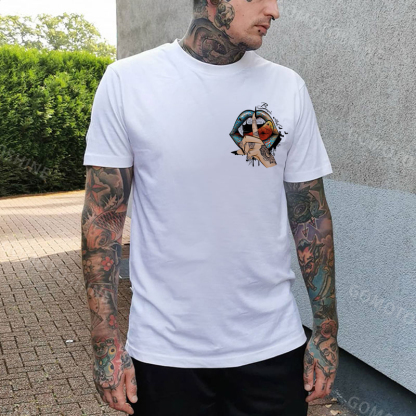 Keep Silence Gothic Style Lips Print Men's T-shirt