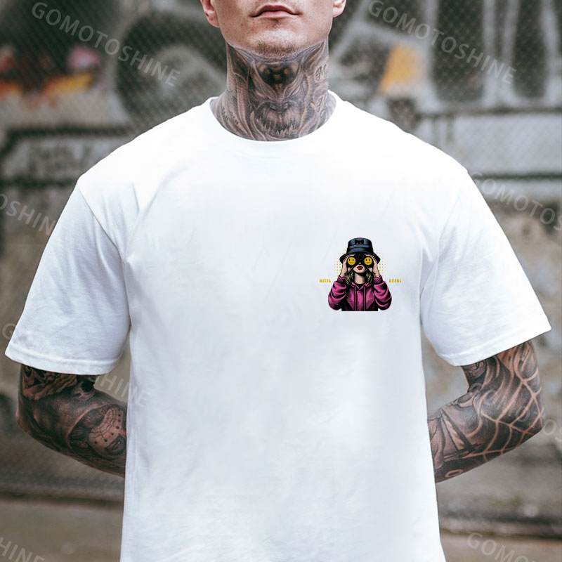 OH LOOK NOBODY GIVES A SHIT Blonde With Telescope Print Men's T-shirt