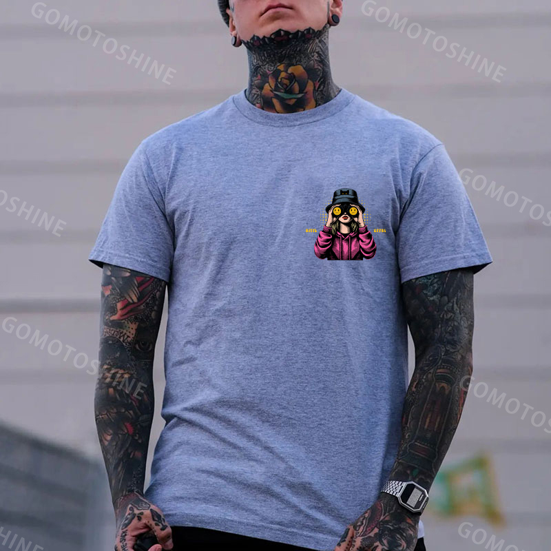 OH LOOK NOBODY GIVES A SHIT Blonde With Telescope Print Men's T-shirt