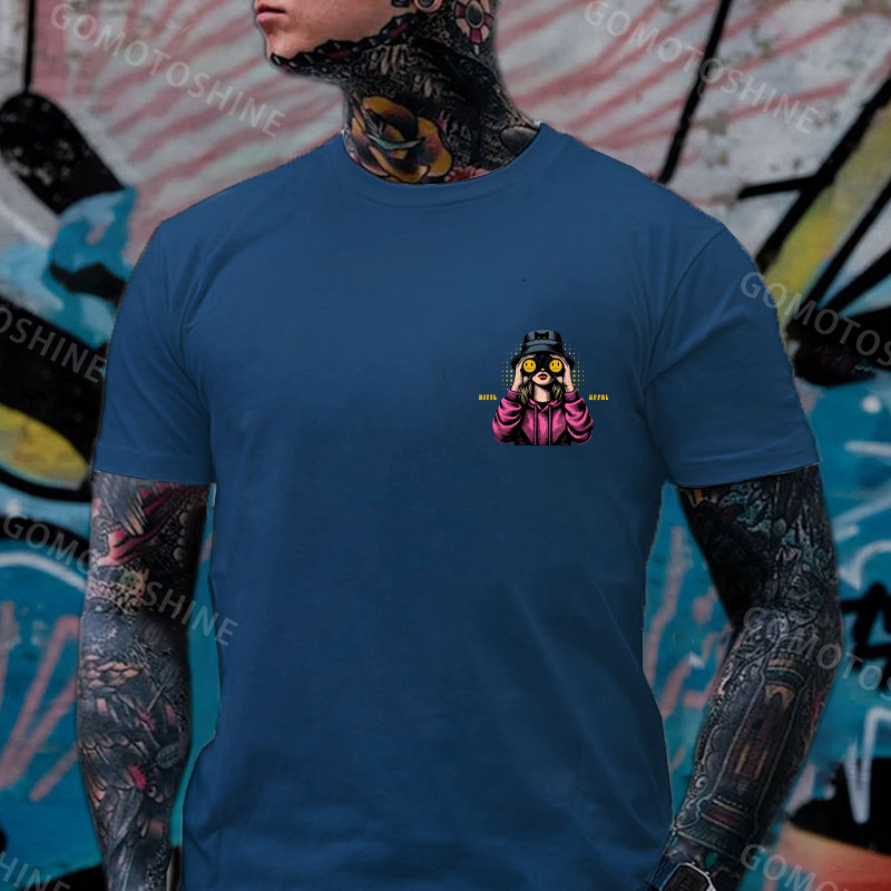 OH LOOK NOBODY GIVES A SHIT Blonde With Telescope Print Men's T-shirt