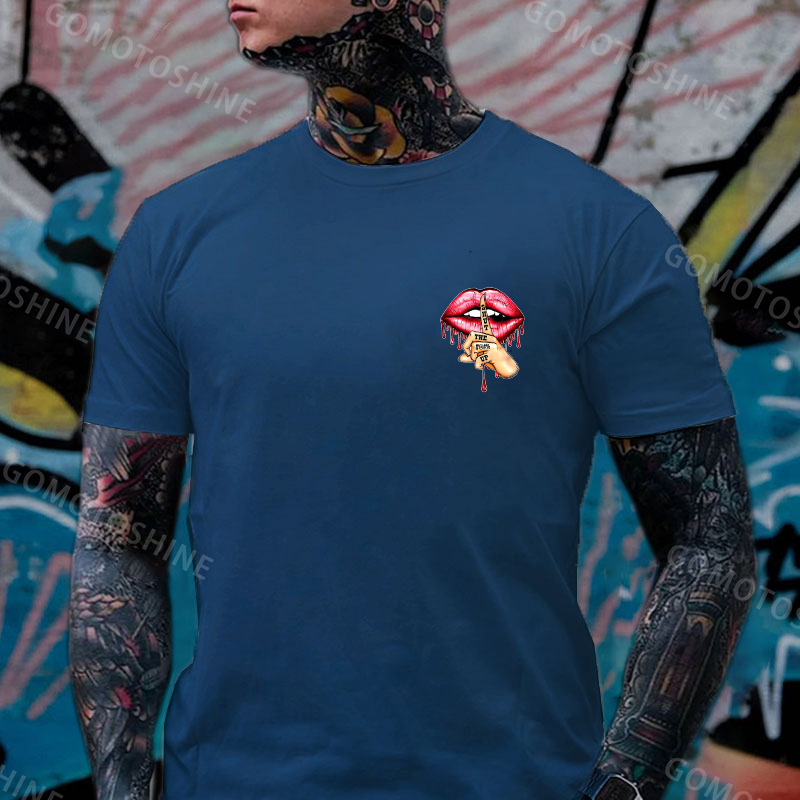 SHUT THE FUCK UP Red Lips Print Men's T-Shirt