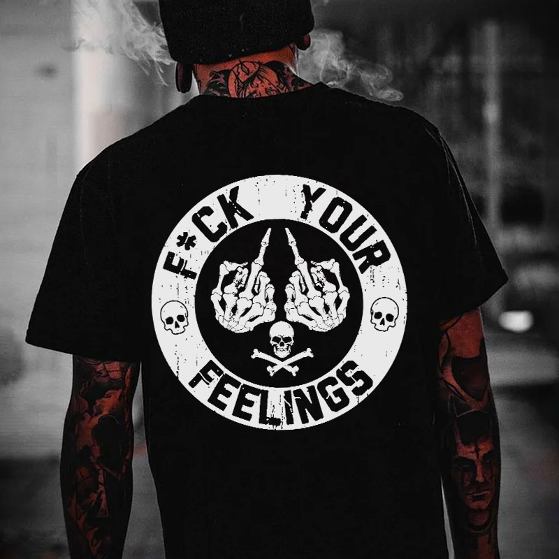 FUCK YOUR FEELINGS Bone Hand Print Men's T-Shirt