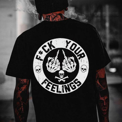 FUCK YOUR FEELINGS Bone Hand Print Men's T-Shirt