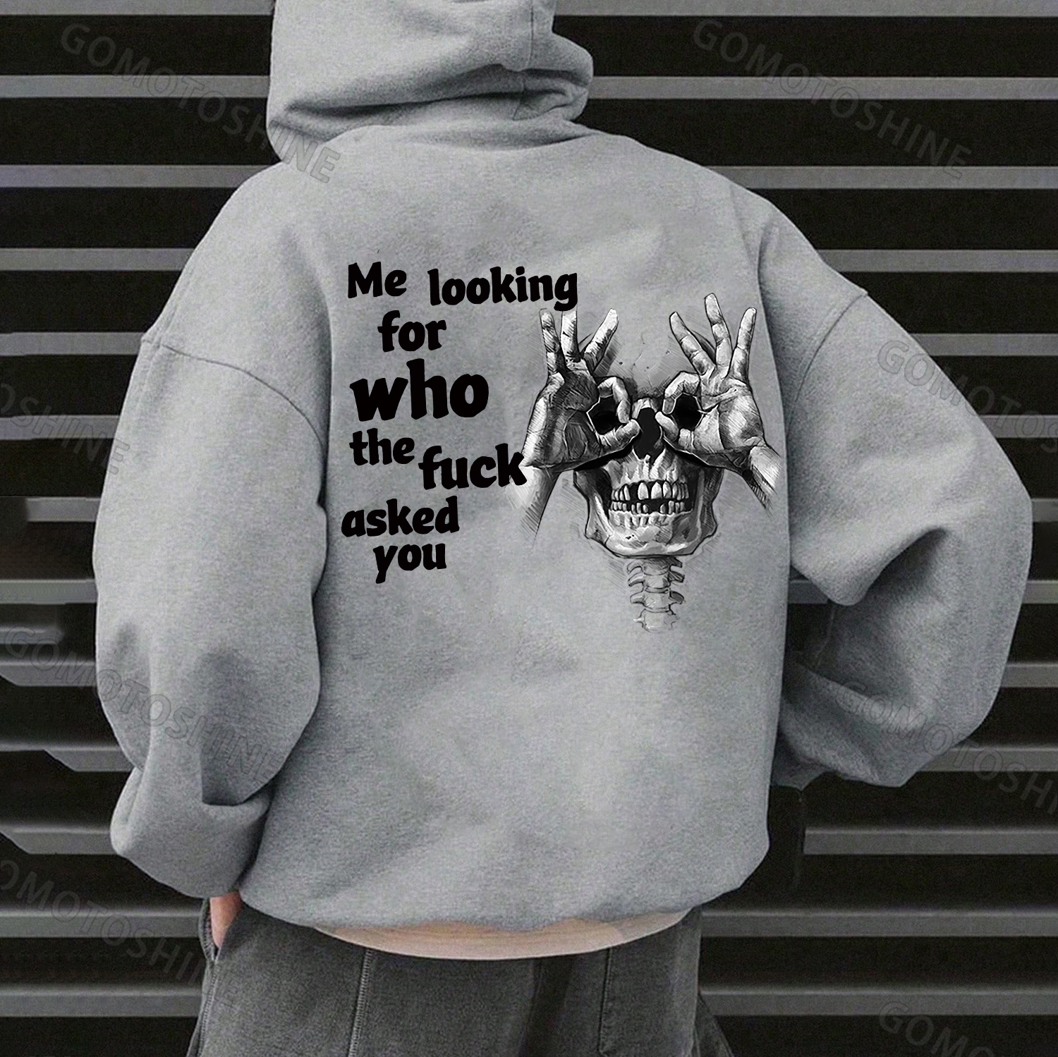 ME LOOKING FOR WHO THE F*CK ASKED YOU Skull With OK Print Men's Hoodie