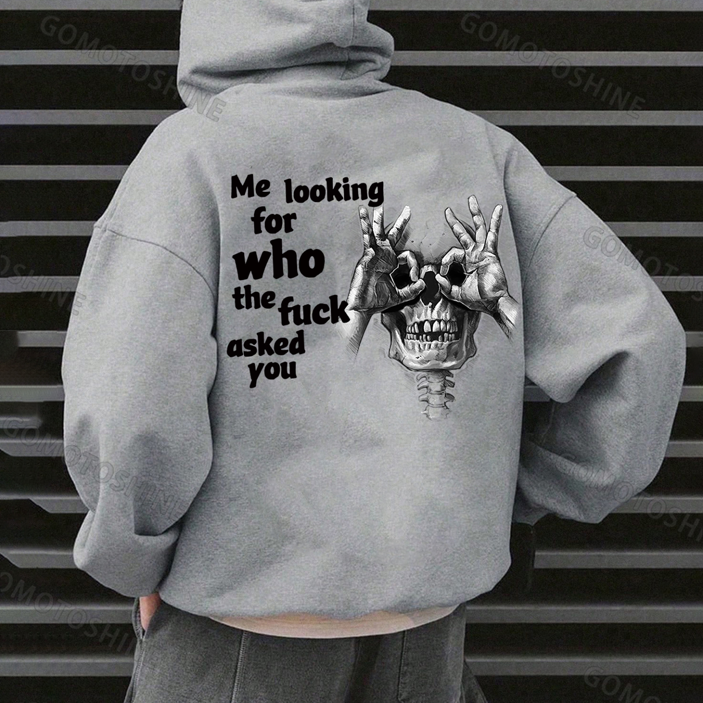 ME LOOKING FOR WHO THE F*CK ASKED YOU Skull With OK Print Men's Hoodie