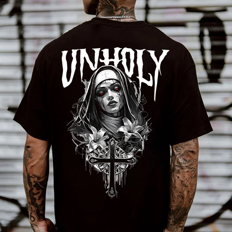 UNHOLY Evil Nun Print Men's T-Shirt