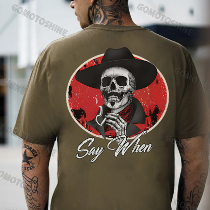 SAY WHEN Skeleton Print Men's T-Shirt