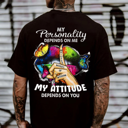 MY PERSONALITY DEPENDS ON ME Colorful Lips Print Men's T-Shirt
