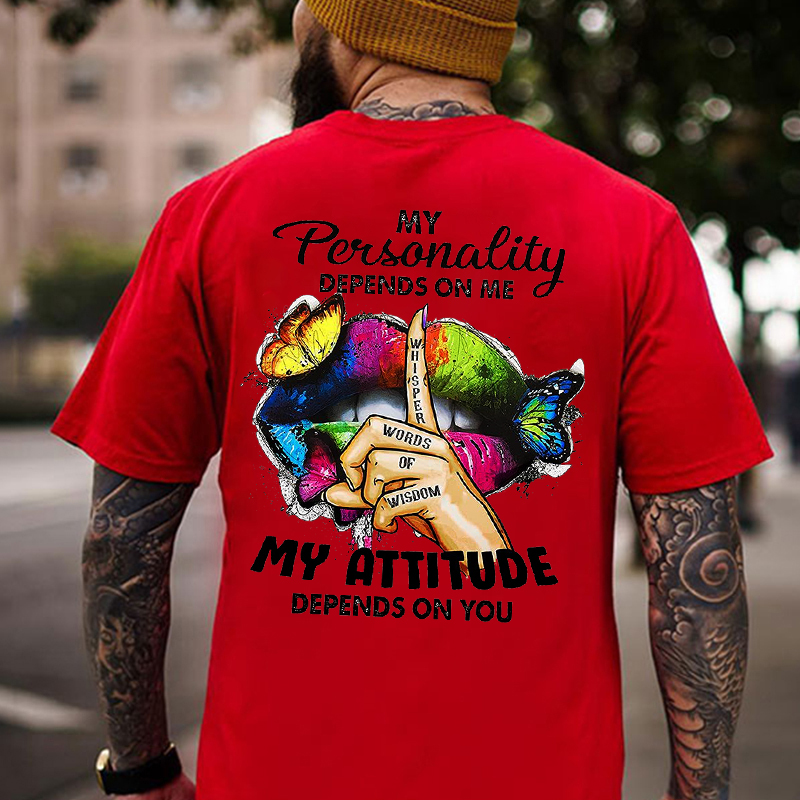 MY PERSONALITY DEPENDS ON ME Colorful Lips Print Men's T-Shirt