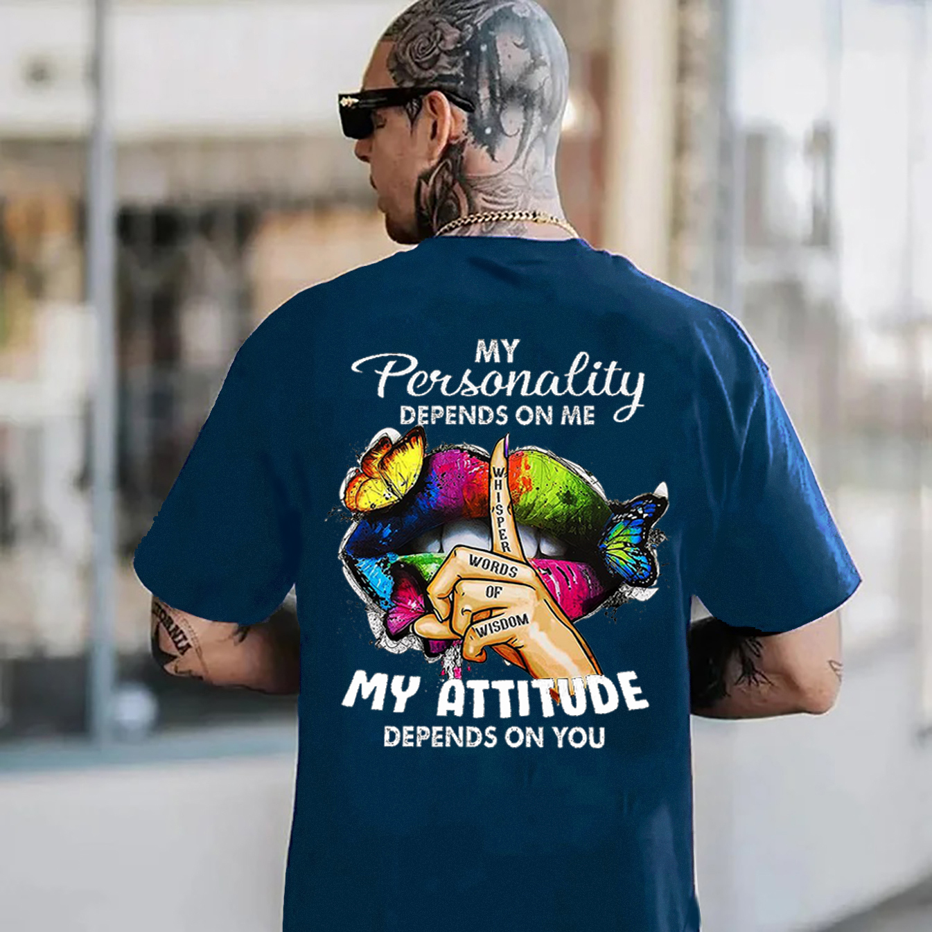 MY PERSONALITY DEPENDS ON ME Colorful Lips Print Men's T-Shirt