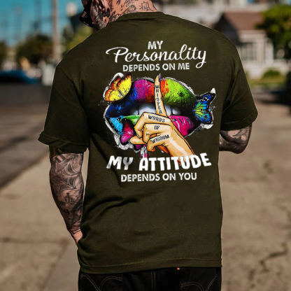 MY PERSONALITY DEPENDS ON ME Colorful Lips Print Men's T-Shirt