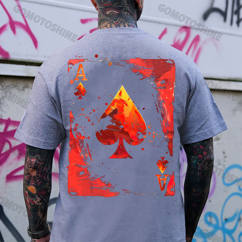 Poker Ace Of Spade Print Men's T-Shirt