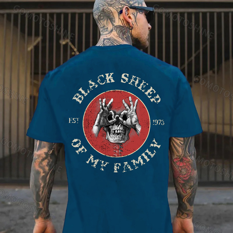 BLACK SHEEP OF MY FAMILY Skull With OK Print Men's T-Shirt