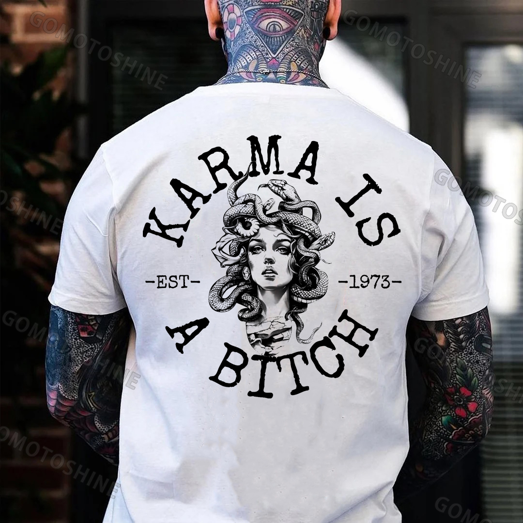 KARMA IS A BITCH Medusa Print Men's T-Shirt