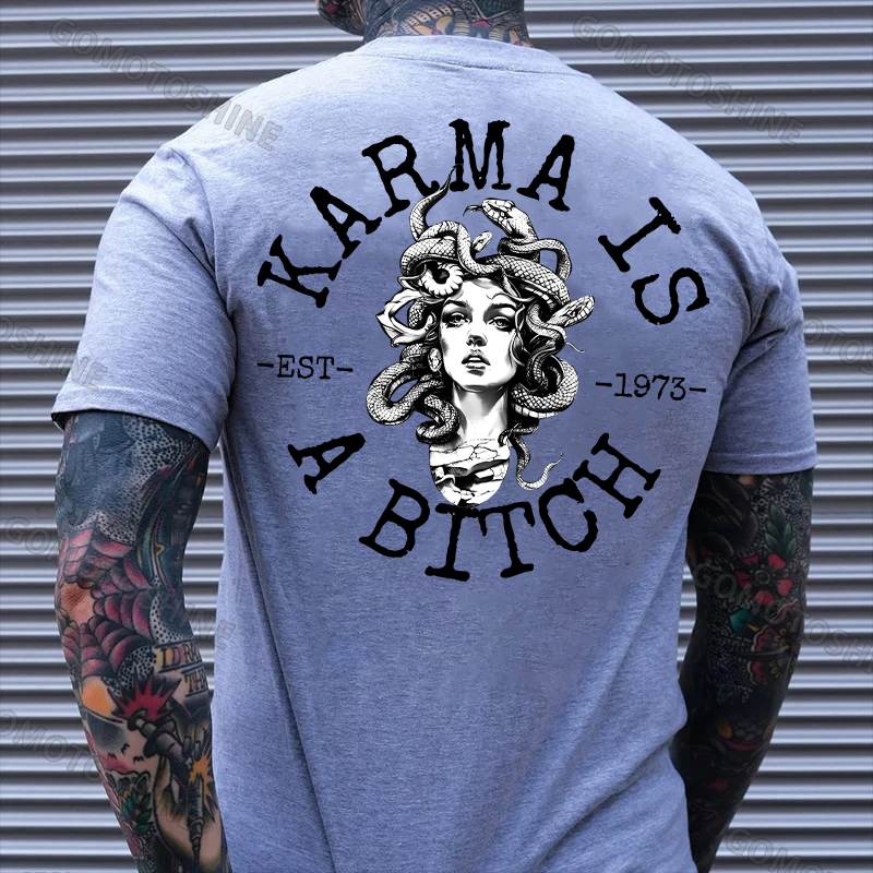 KARMA IS A BITCH Medusa Print Men's T-Shirt