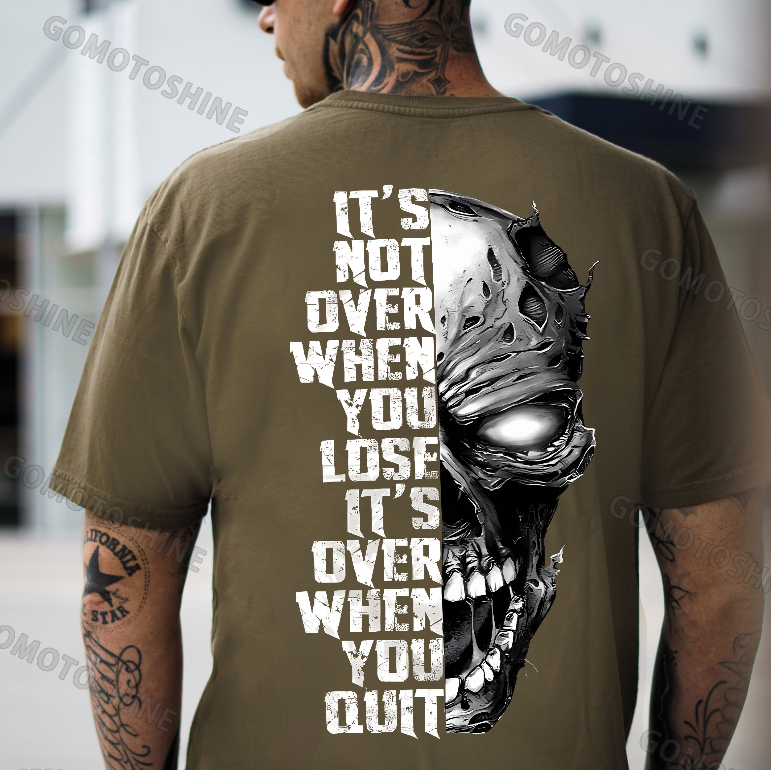 IT'S NOT OVER WHEN YOU LOSE IT'S OVER WHEN YOU QUIT Skull Print Men's T-Shirt