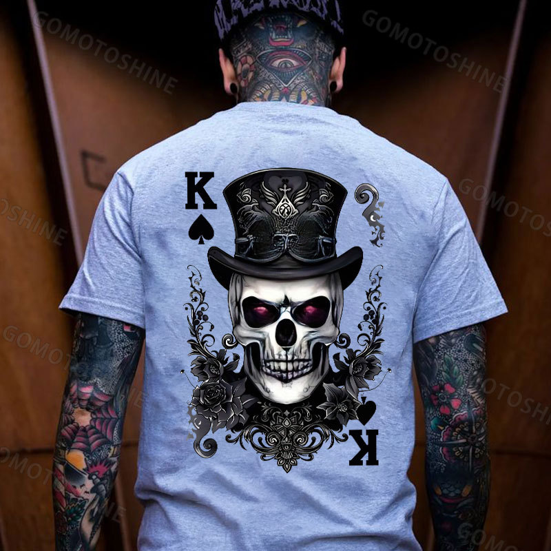 POKER K Spades Skull Print Men's T-Shirt