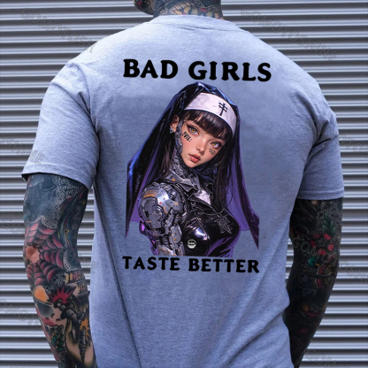 BAD GIRLS TASTE BETTER Cyber Nun Print Men's T-Shirt