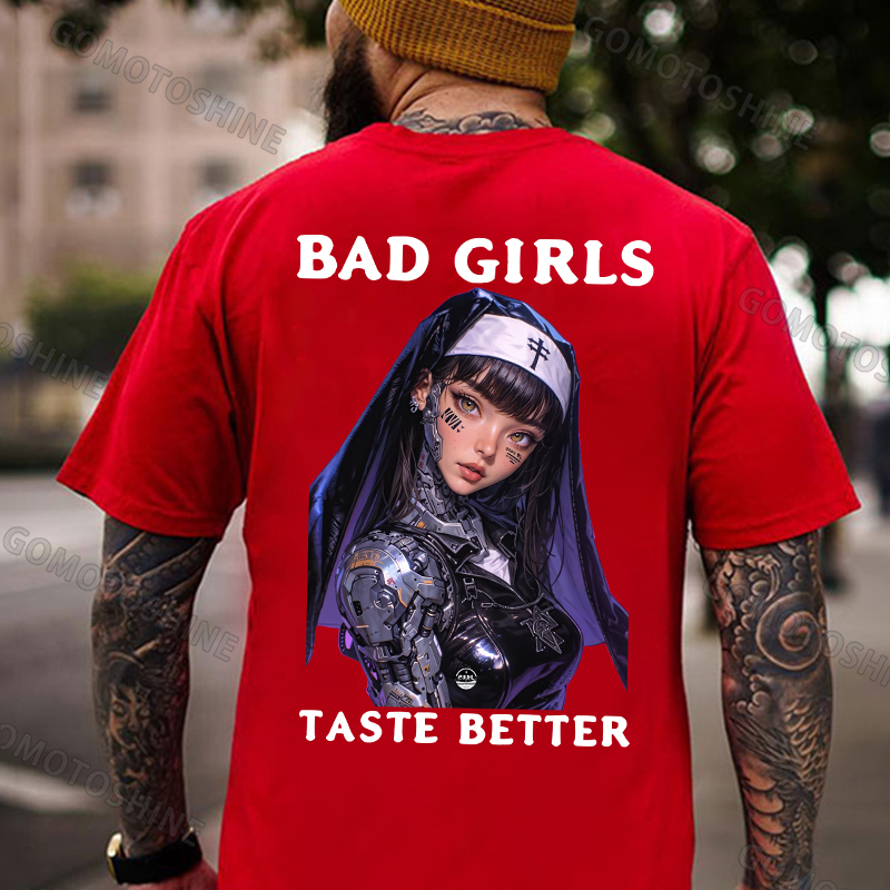 BAD GIRLS TASTE BETTER Cyber Nun Print Men's T-Shirt