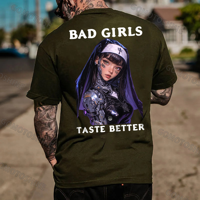 BAD GIRLS TASTE BETTER Cyber Nun Print Men's T-Shirt