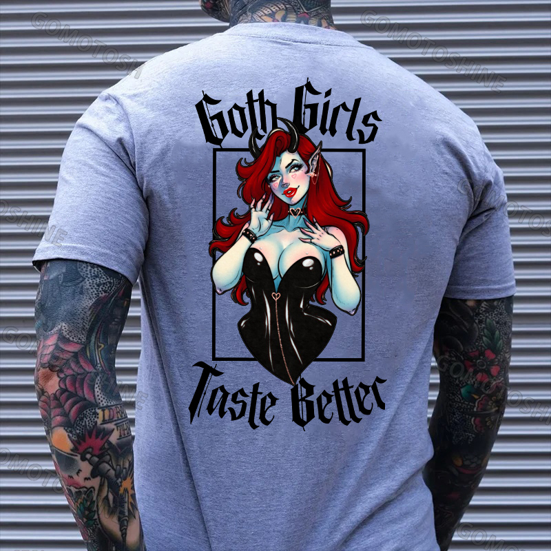 GOTH GIRLS TASTE BETTER Sexy Devil Girl Print Men's T-Shirt