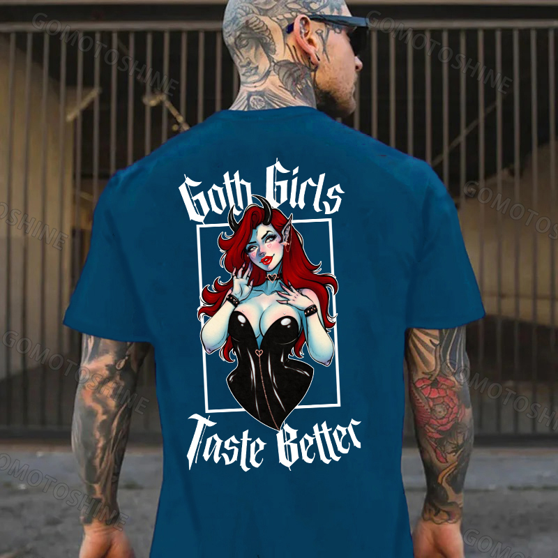 GOTH GIRLS TASTE BETTER Sexy Devil Girl Print Men's T-Shirt