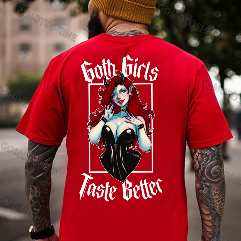 GOTH GIRLS TASTE BETTER Sexy Devil Girl Print Men's T-Shirt