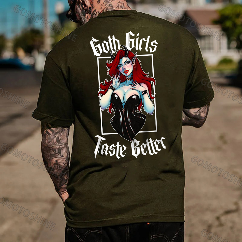 GOTH GIRLS TASTE BETTER Sexy Devil Girl Print Men's T-Shirt