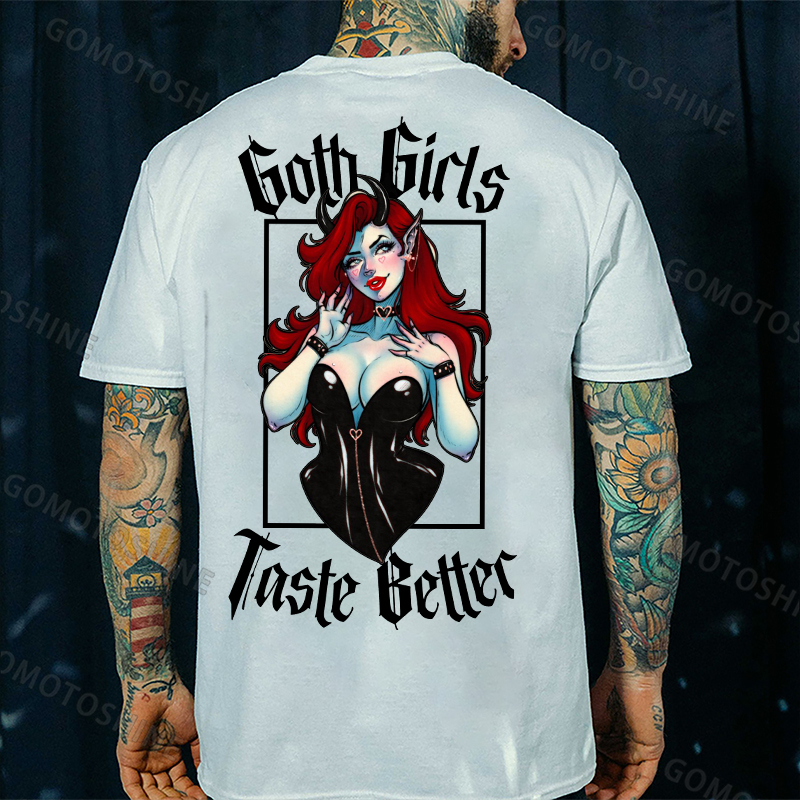 GOTH GIRLS TASTE BETTER Sexy Devil Girl Print Men's T-Shirt