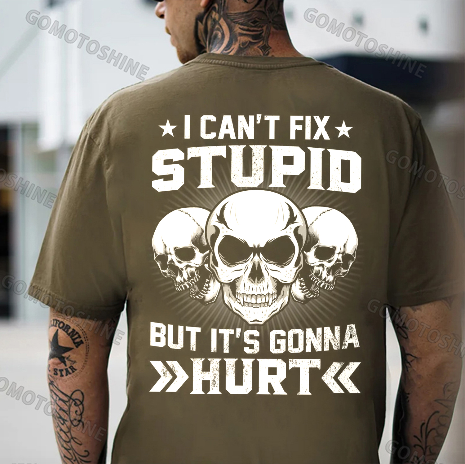 I CAN'T FIX STUPID BUT IT'S GONNA HURT Skull Print Men's T-Shirt