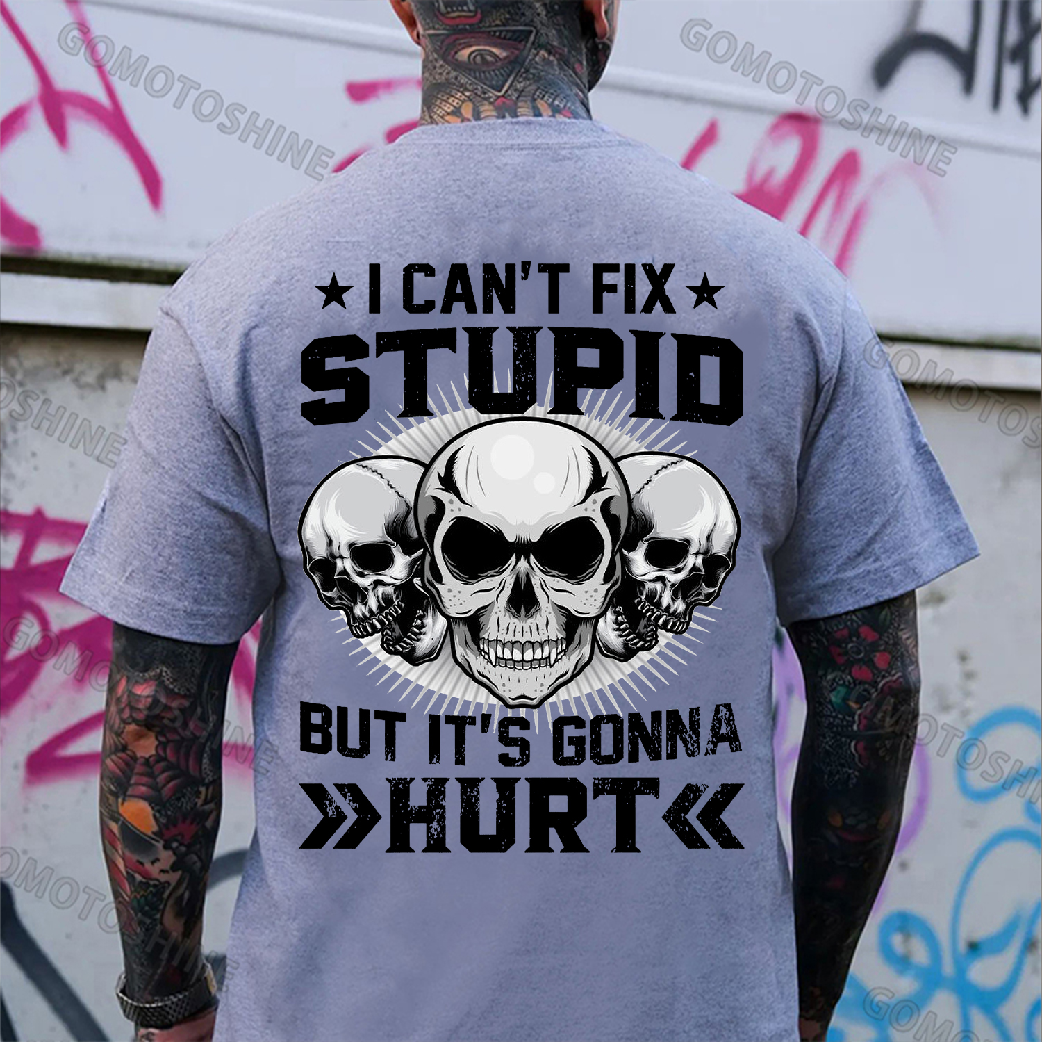 I CAN'T FIX STUPID BUT IT'S GONNA HURT Skull Print Men's T-Shirt