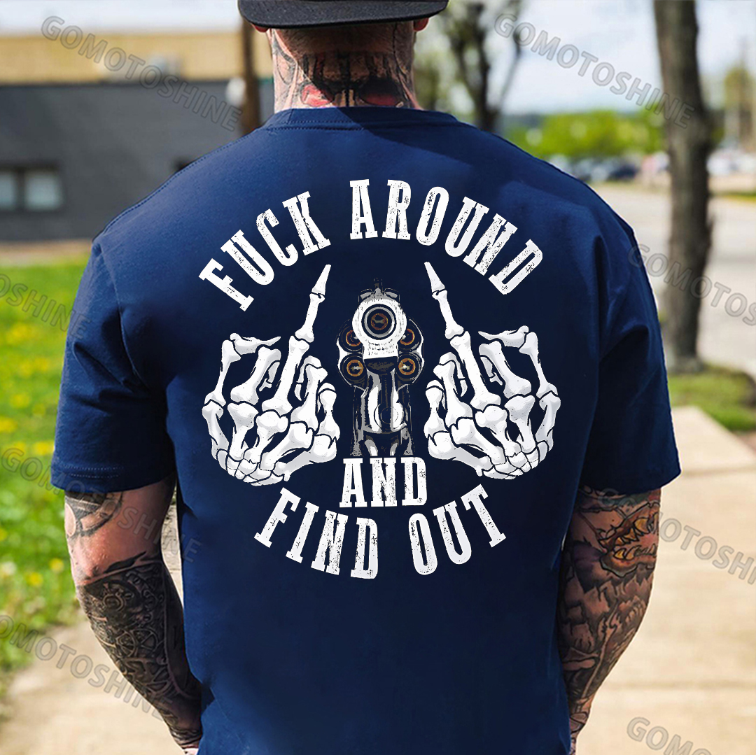 FUCK AROUND AND FIND OUT Defiant Bone Hand Print Men's T-Shirt