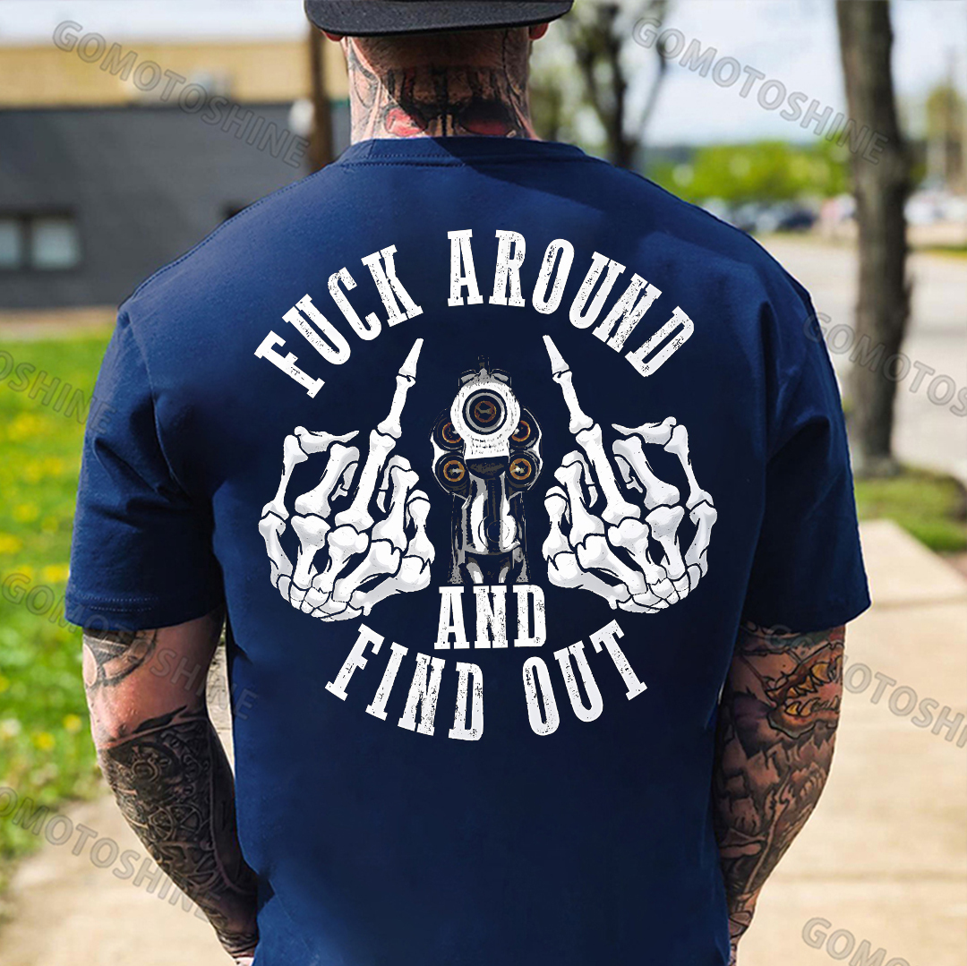 FUCK AROUND AND FIND OUT Defiant Bone Hand Print Men's T-Shirt