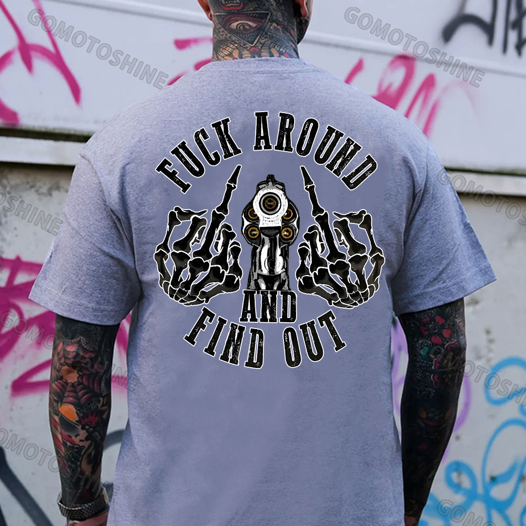FUCK AROUND AND FIND OUT Defiant Bone Hand Print Men's T-Shirt