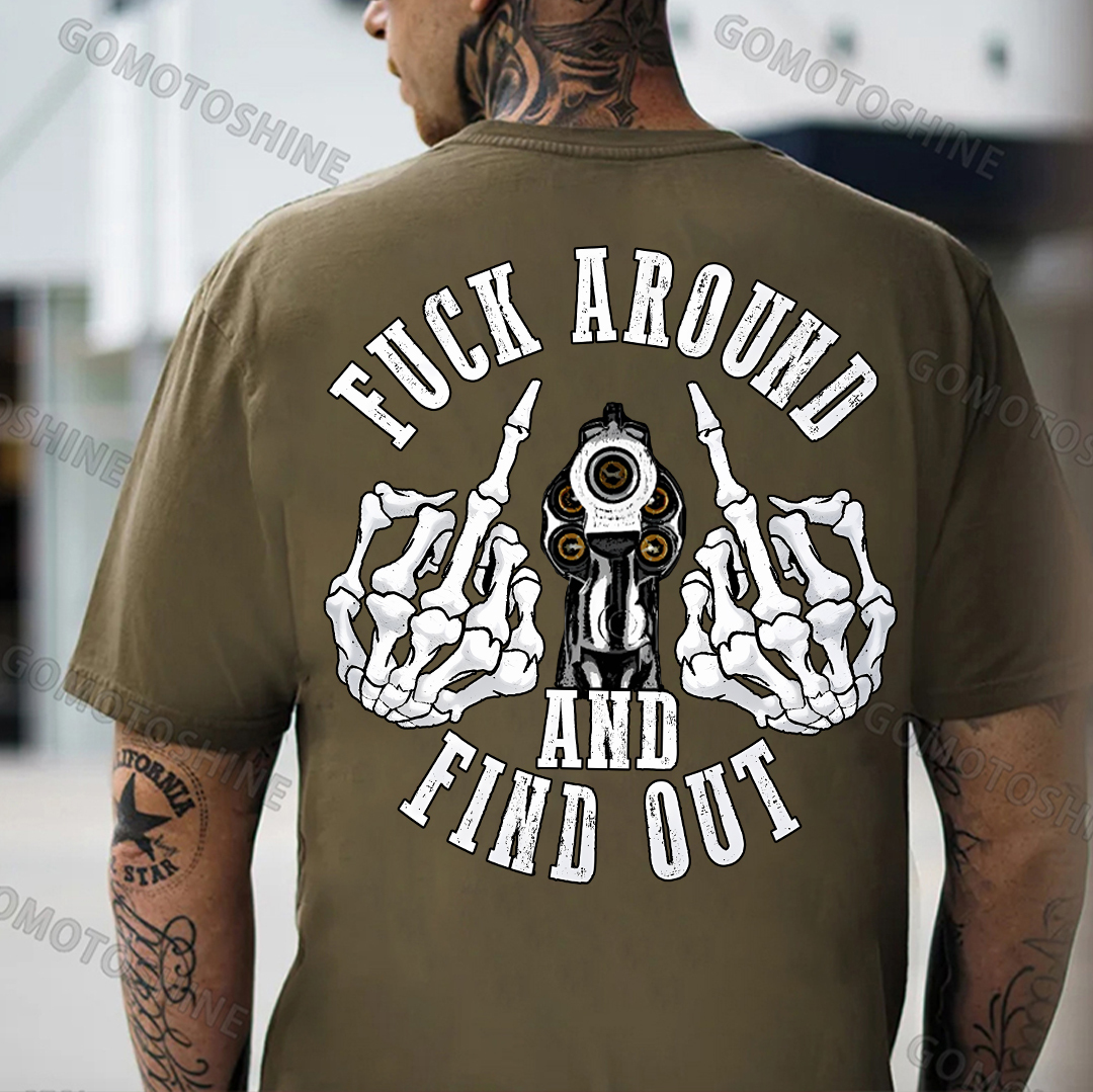 FUCK AROUND AND FIND OUT Defiant Bone Hand Print Men's T-Shirt