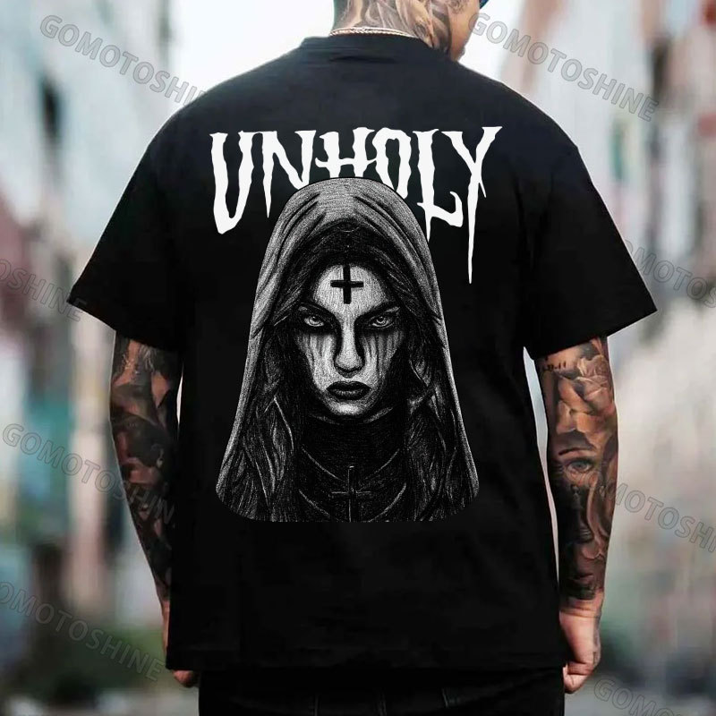 UNHOLY Crucifix Bleeding Nun Print Men's T-Shirt