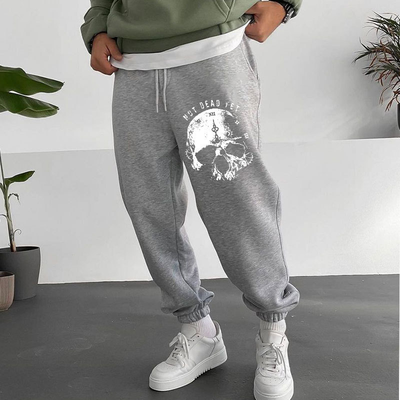 NOT DEAD YET Vintage Skull Men's Print Sweatpants