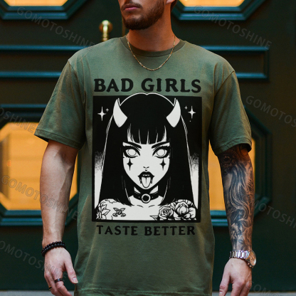 BAD GIRLS TASTE BETTER Devil Girl Print Men's T-Shirt