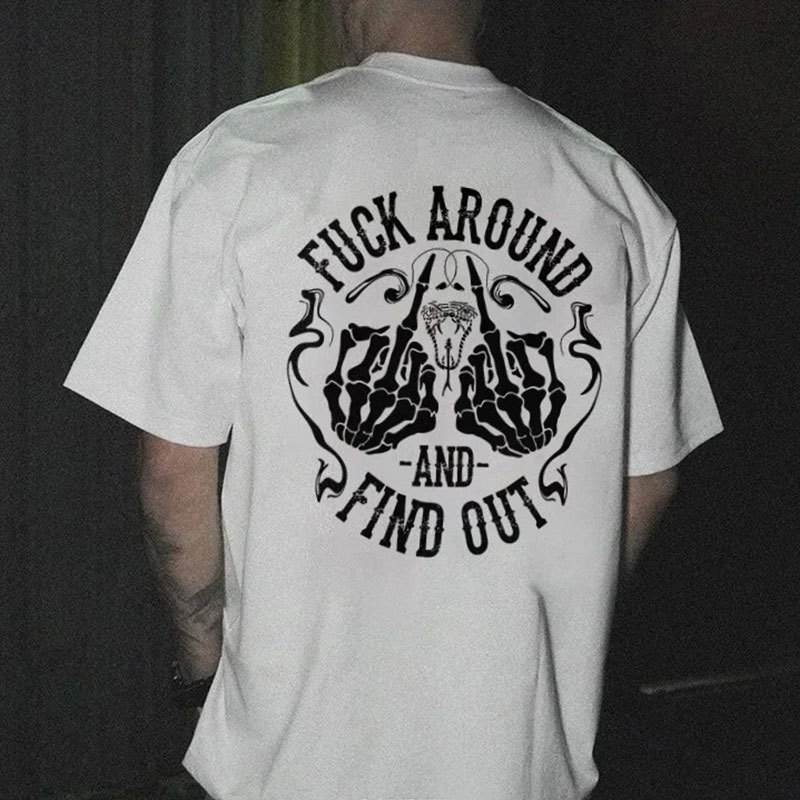 FUCK AROUND AND FIND OUT Bones Black Print T-shirt