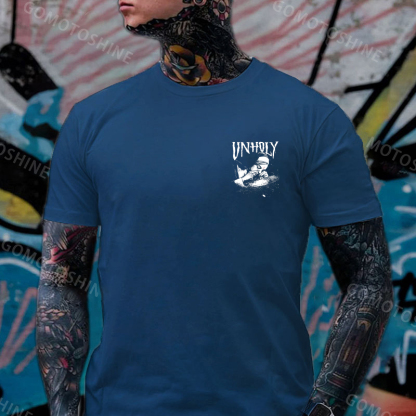 UNHOLY Nun Smoking Dark Style Black Print T-shirt