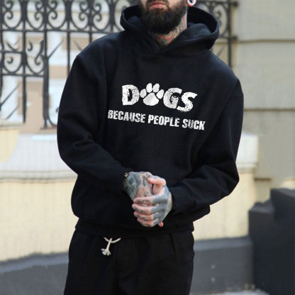 DRUGS BECAUSE PEOPLE SUCK Letter Casual Black Print Hoodie