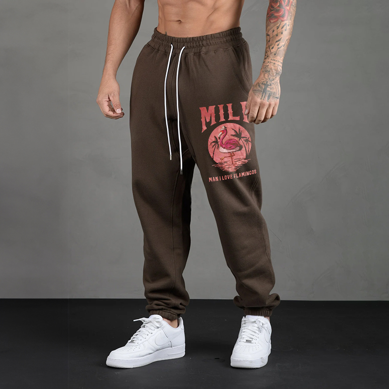 MILF MAN I LOVE FLAMINGOS Men's Print Sweatpants